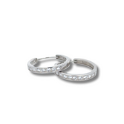 Arracadas de plata con rodio y zirconias engastadas tipo canal