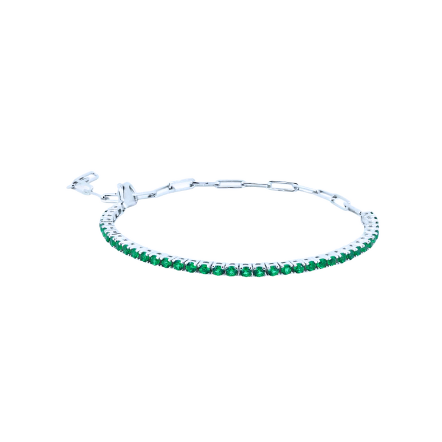 Pulsera Verde Dual – Plata 925 con rodio