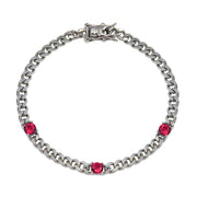 Pulsera Cubana con CZ en Plata 925 – Verde o rojo