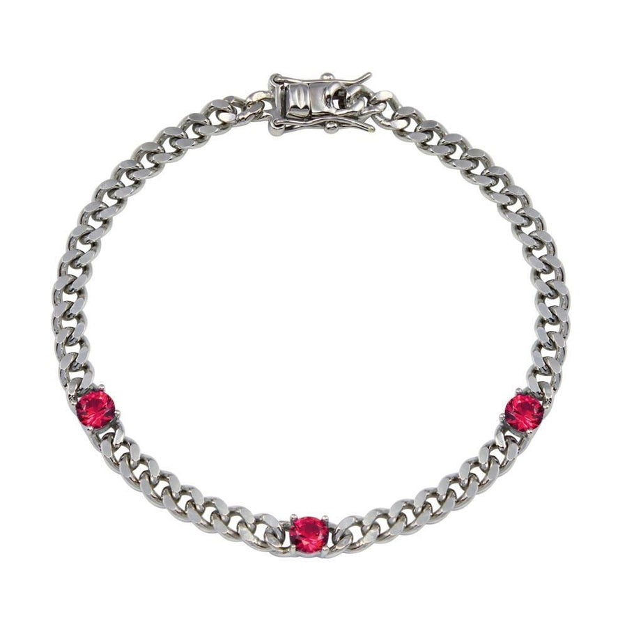 Pulsera Cubana con CZ en Plata 925 – Verde o rojo