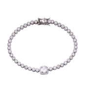 Pulsera Tenis con Halo Central en Plata 925 – Elegancia diaria