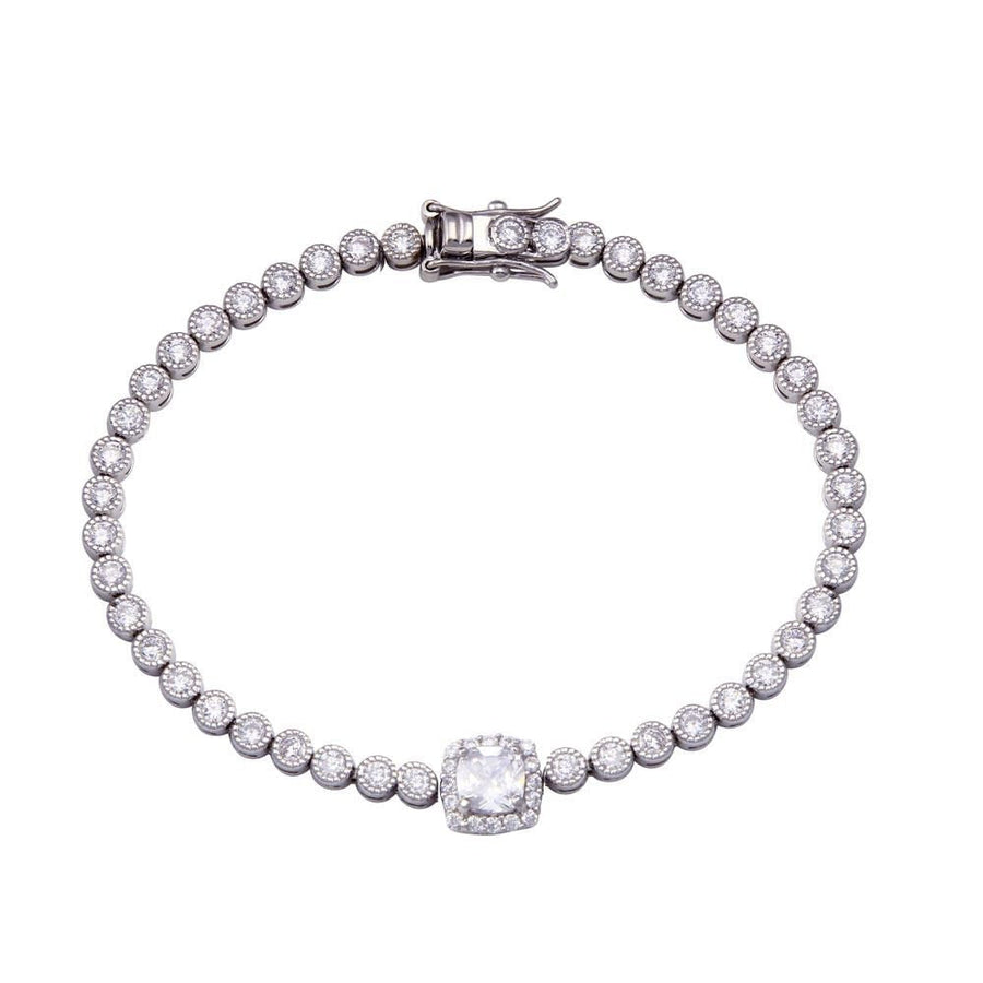 Pulsera Tenis con Halo Central en Plata 925 – Elegancia diaria