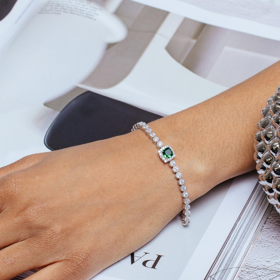 Pulsera Tenis con Halo Central en Plata 925 – Elegancia diaria
