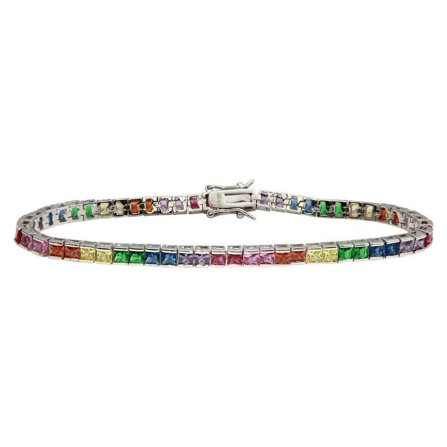 Pulsera Tenis Multicolor en Plata 925 – Cuadrada con brillo
