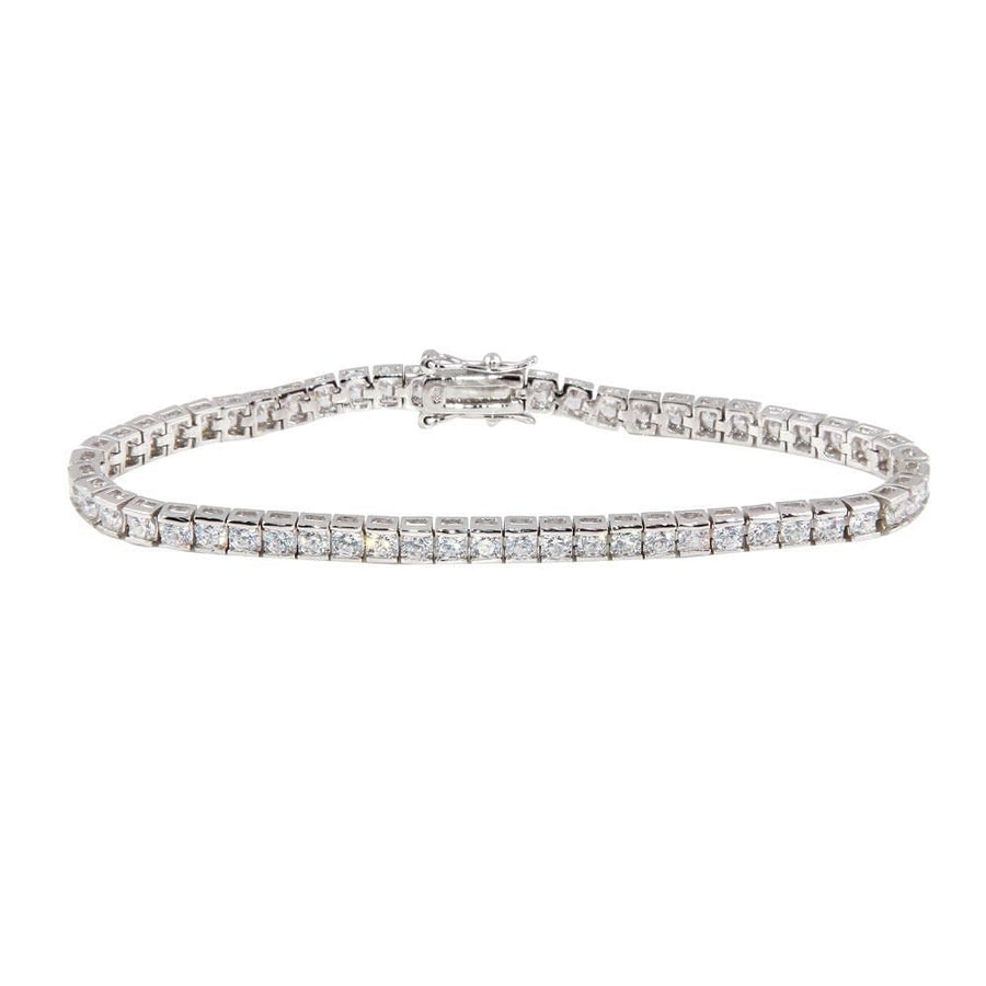 Pulsera Tenis Bisel Cuadrado en Plata 925 – Línea de brillo continuo