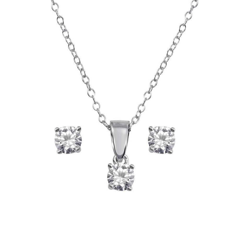 Set Aretes y Collar Zirconia AB en Plata 925 – Brillo iridiscente
