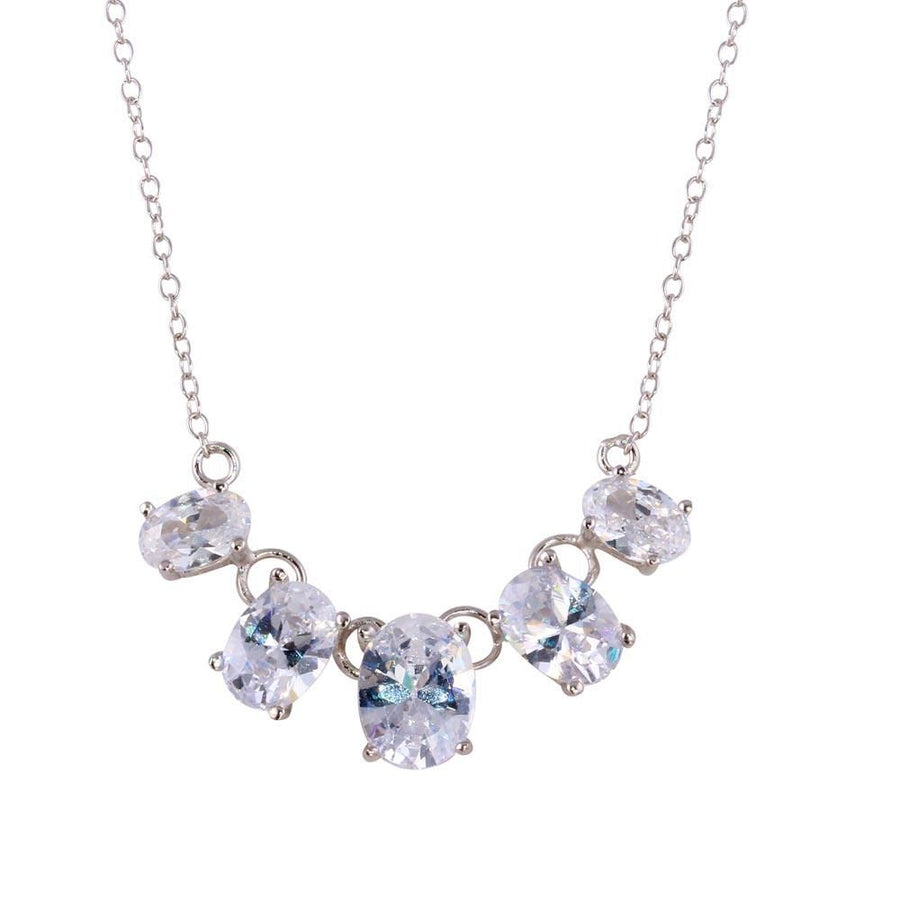 Collar de 5 Circonitas Ovaladas - Plata 925 con Rodio