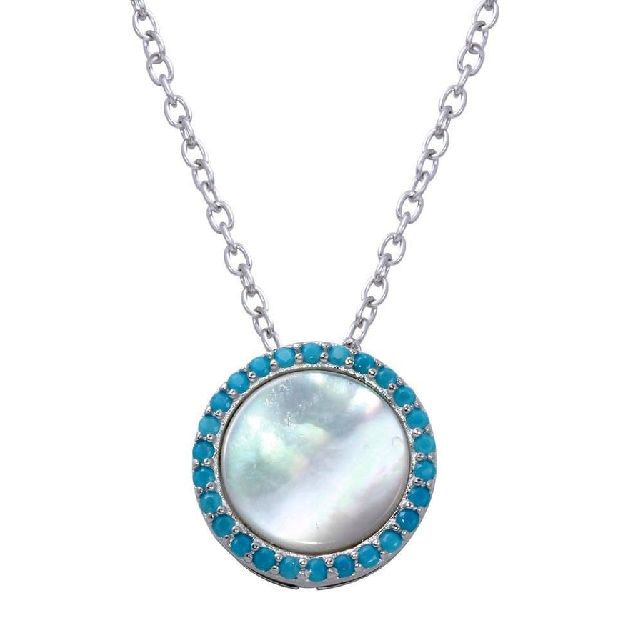 Collar Ópalo Azul con Circonitas - Plata 925 con Rodio