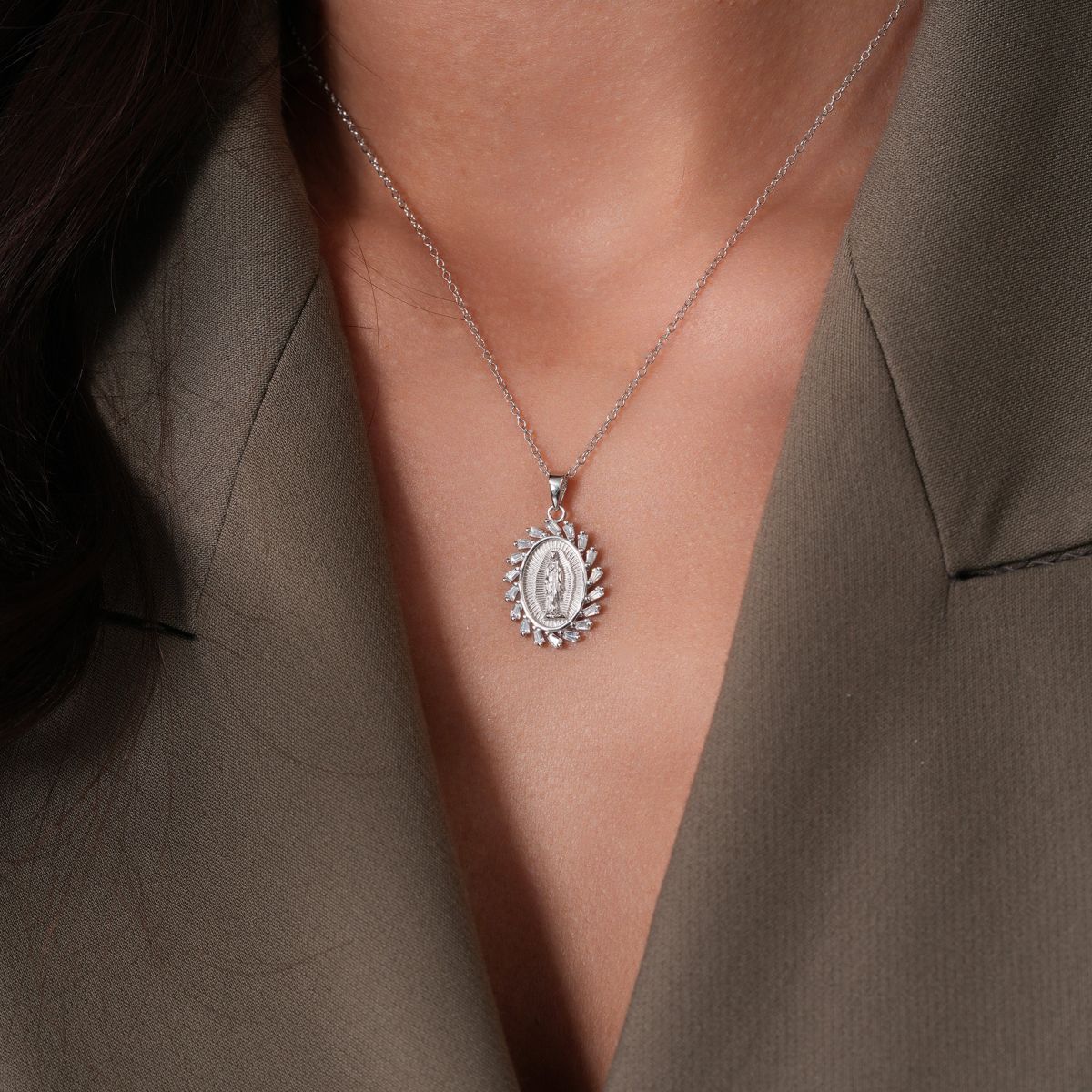Collar Corazón de Oso con Circonita Roja - Plata 925 con Rodio