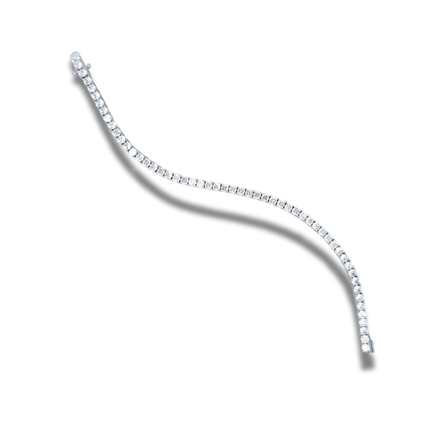 Pulsera tennis de zirconias de 3 mm en plata 925 con rodio sobre fondo blanco
